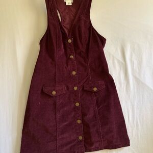 Burgundy Corduroy Button-Down Dress